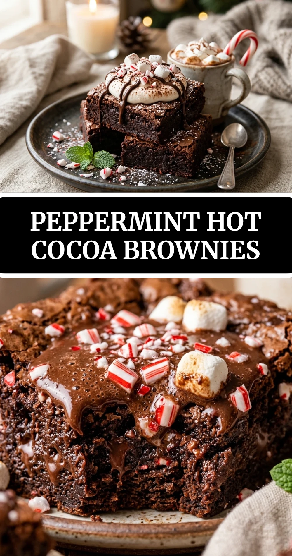 peppermint hot cocoa brownies