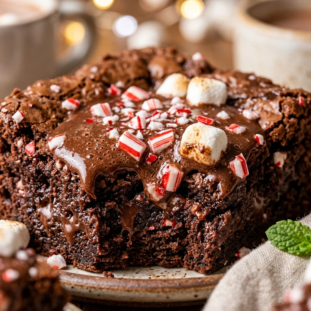 peppermint hot cocoa brownies