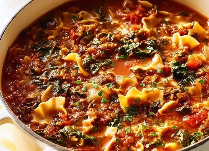 Plant-Based Lentil Lasagna Soup