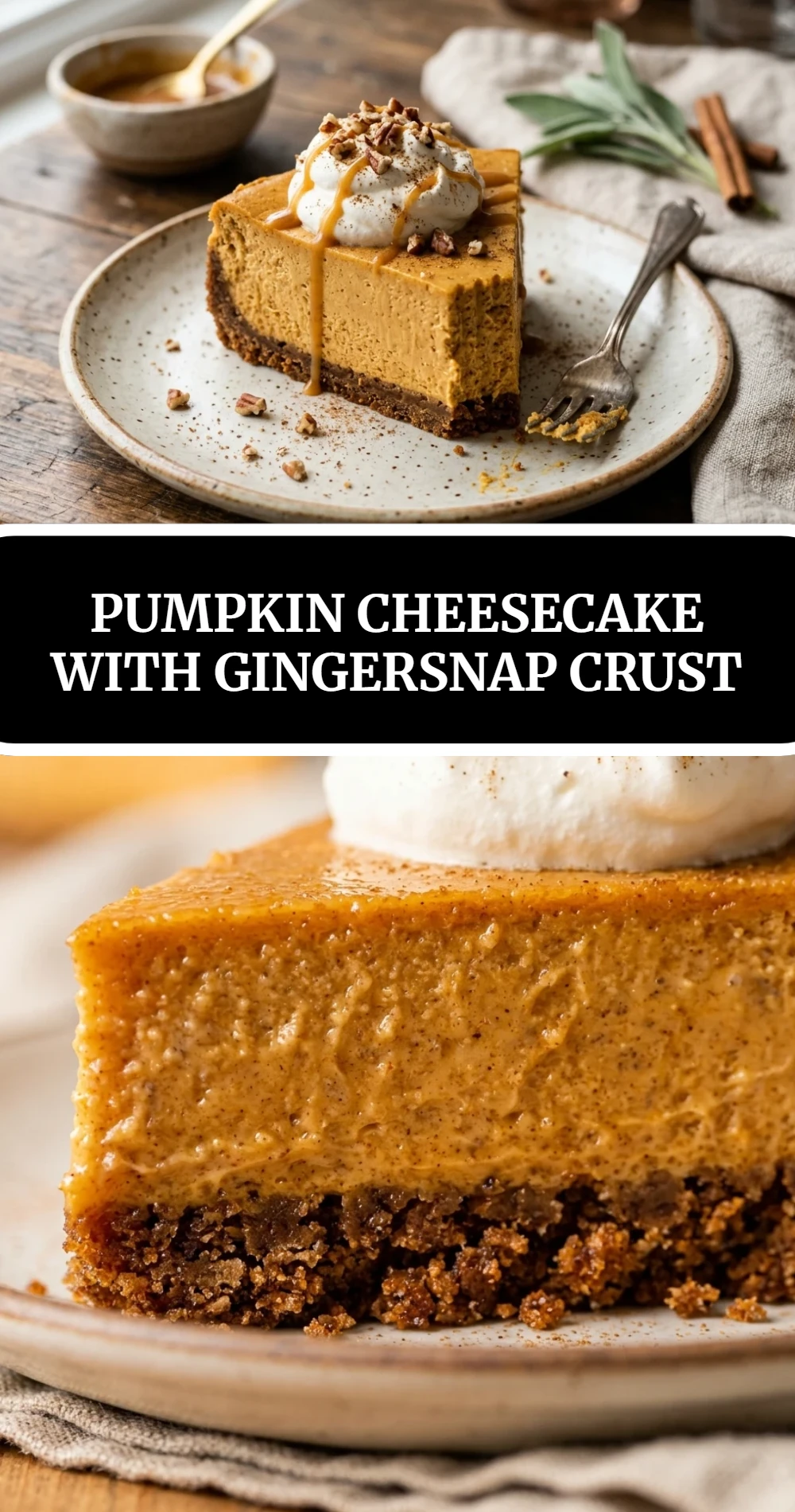 Pumpkin Cheesecake With Gingersnap Crust