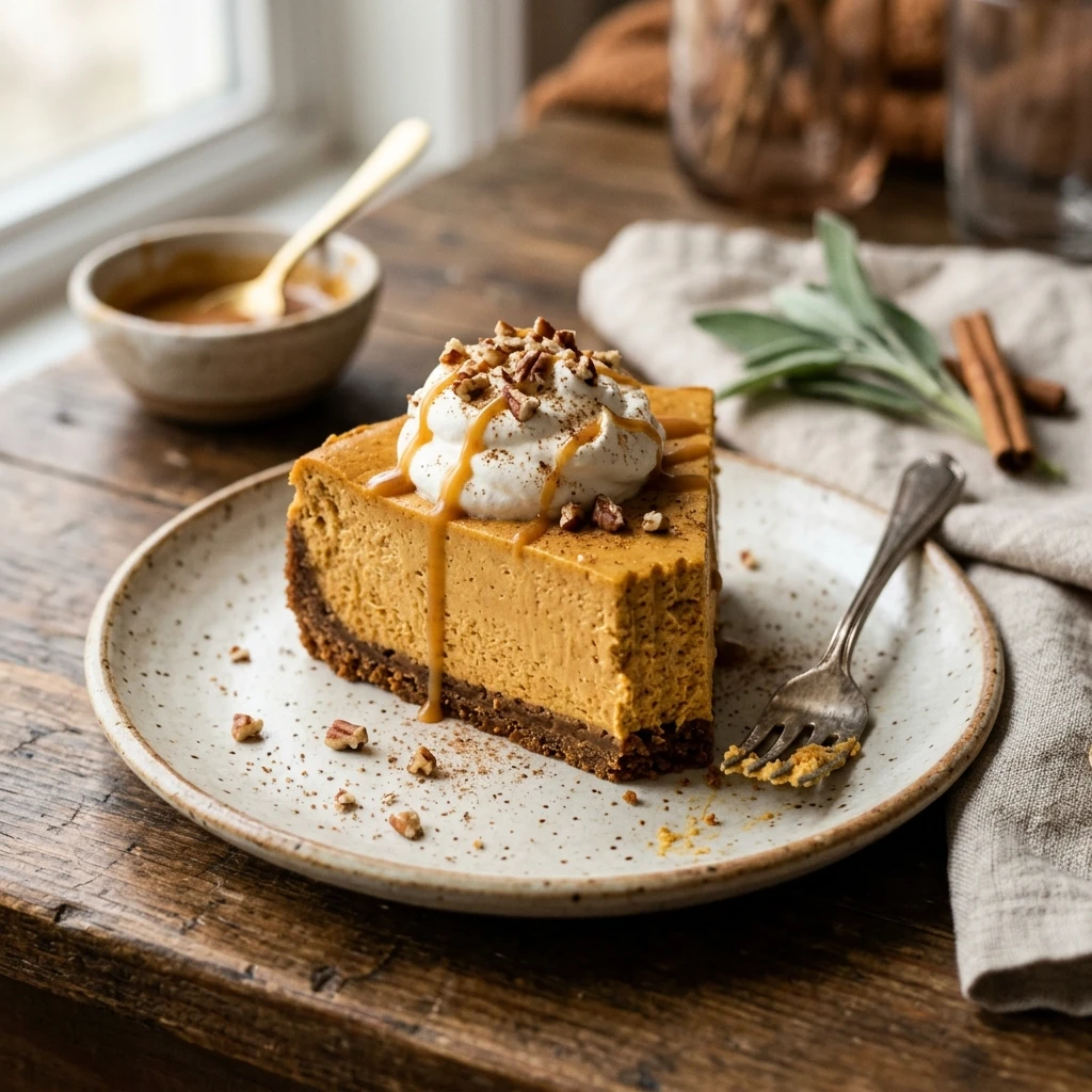 Pumpkin Cheesecake With Gingersnap Crust