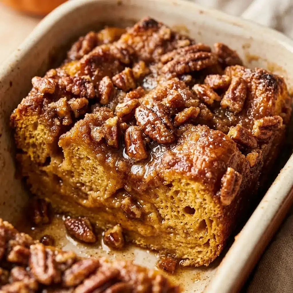 Delicious Pumpkin French Toast Casserole ready to serve