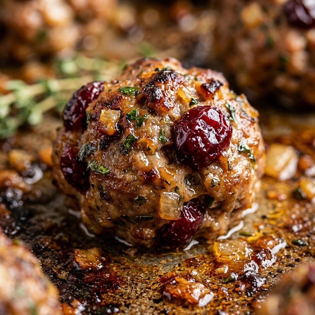 sheet pan turkey and cranberry meatballs