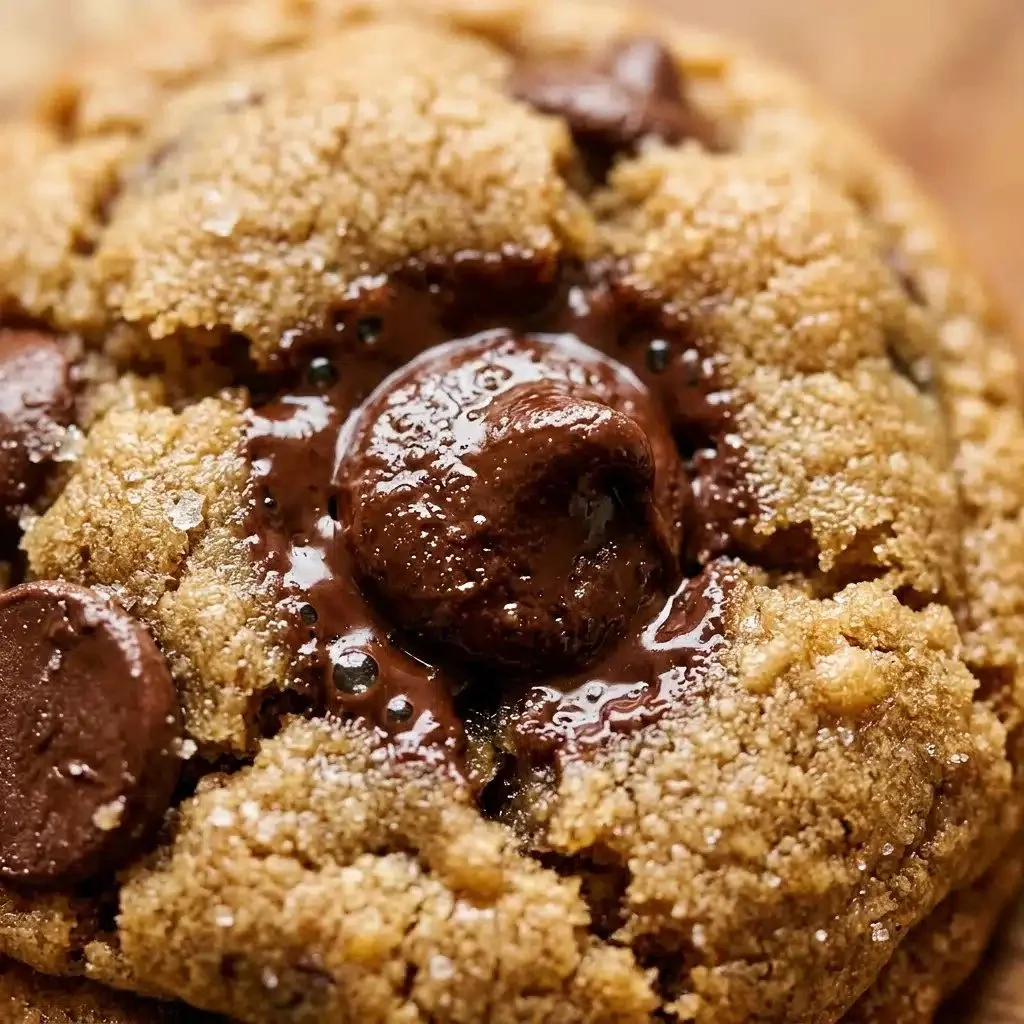 A plate of soft chocolate chip cookies with melting chocolate chips on top.