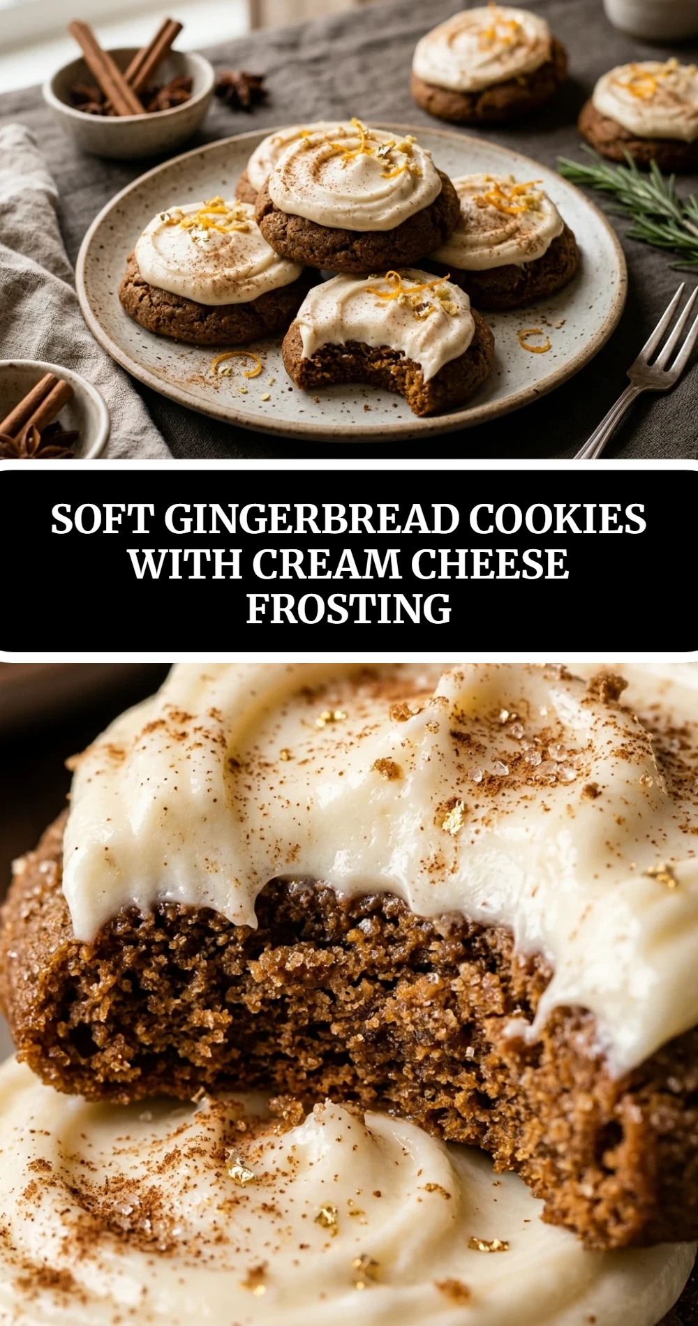 Soft Gingerbread Cookies with Cream Cheese Frosting