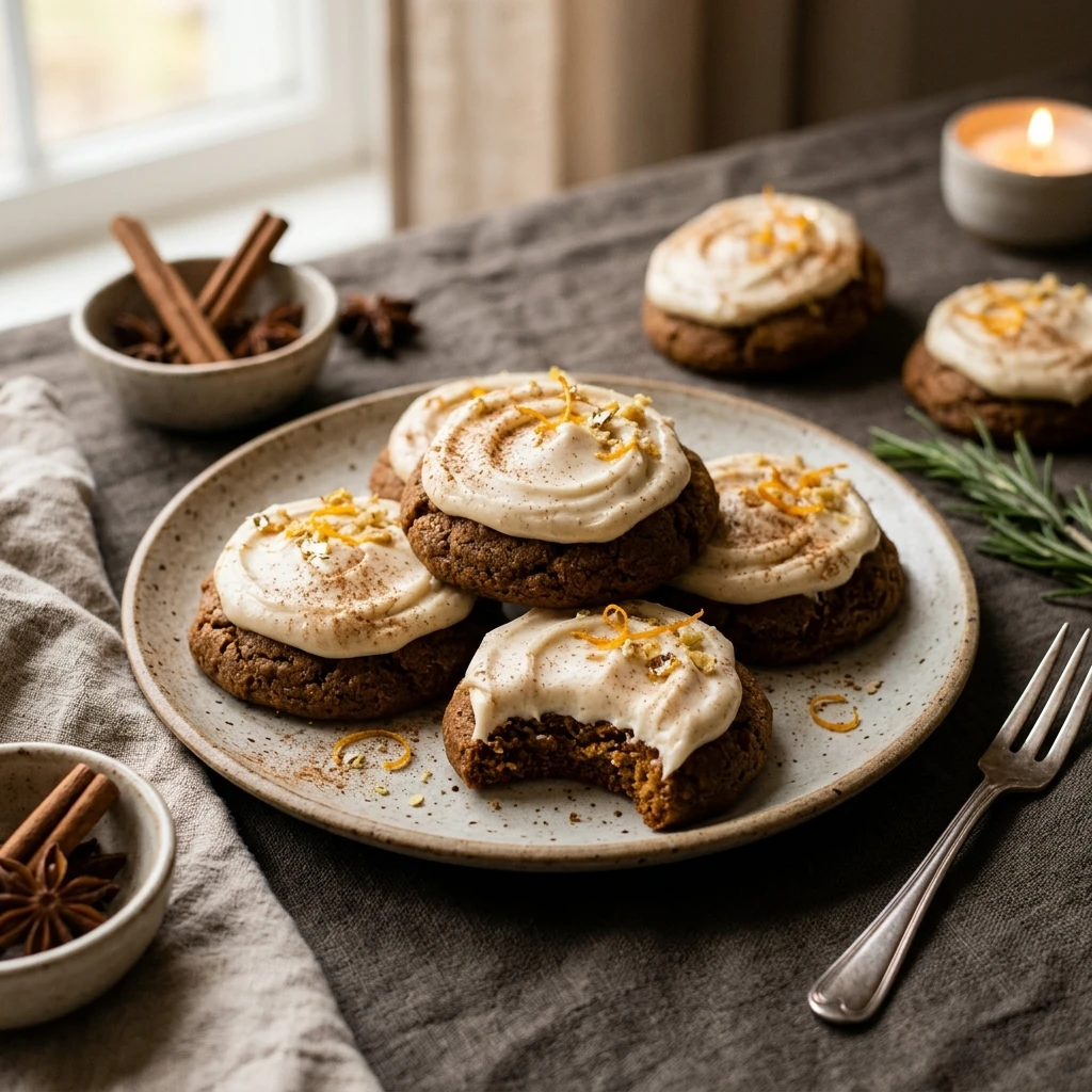 Soft Gingerbread Cookies with Cream Cheese Frosting