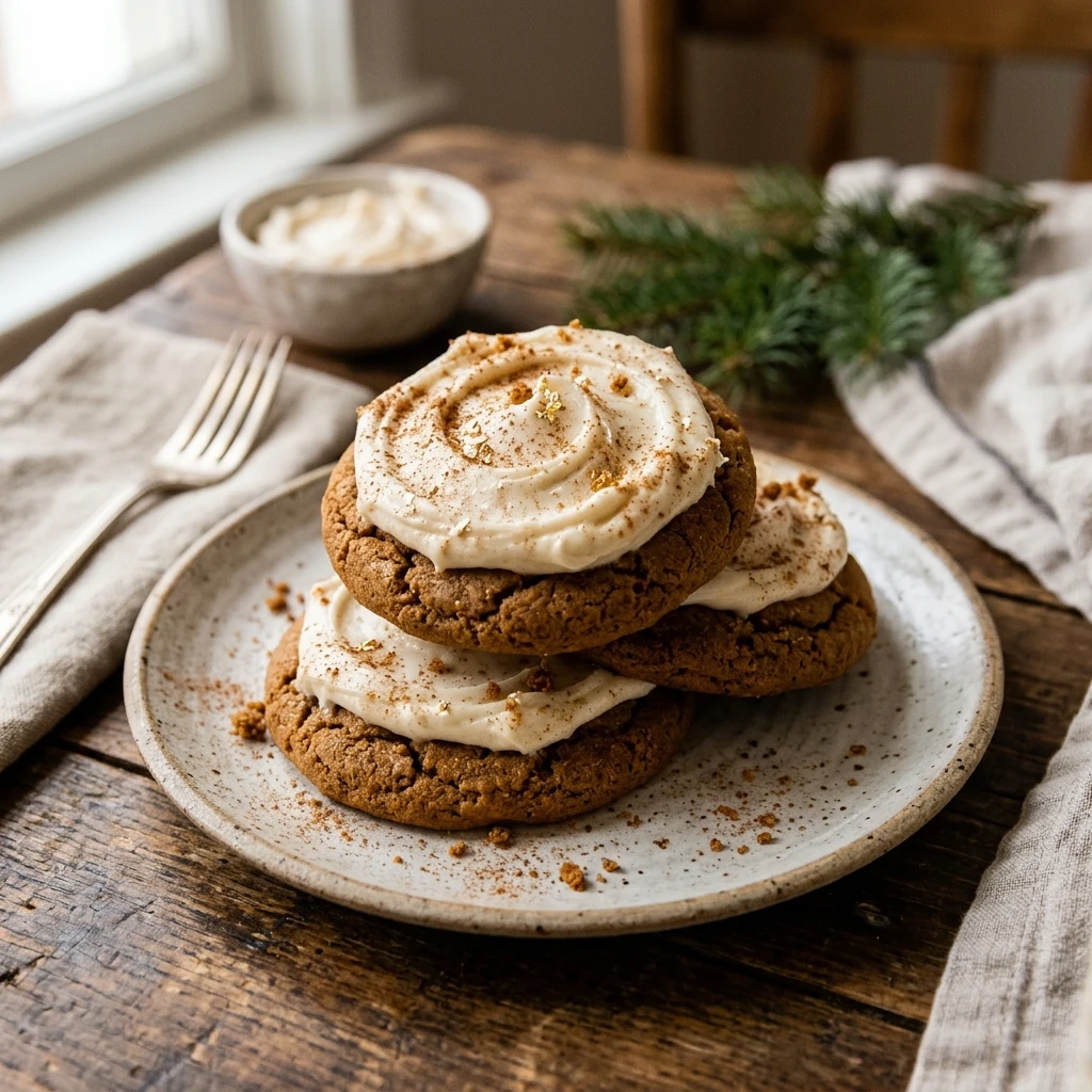 Soft Gingerbread Cookies With Cream Cheese Icing