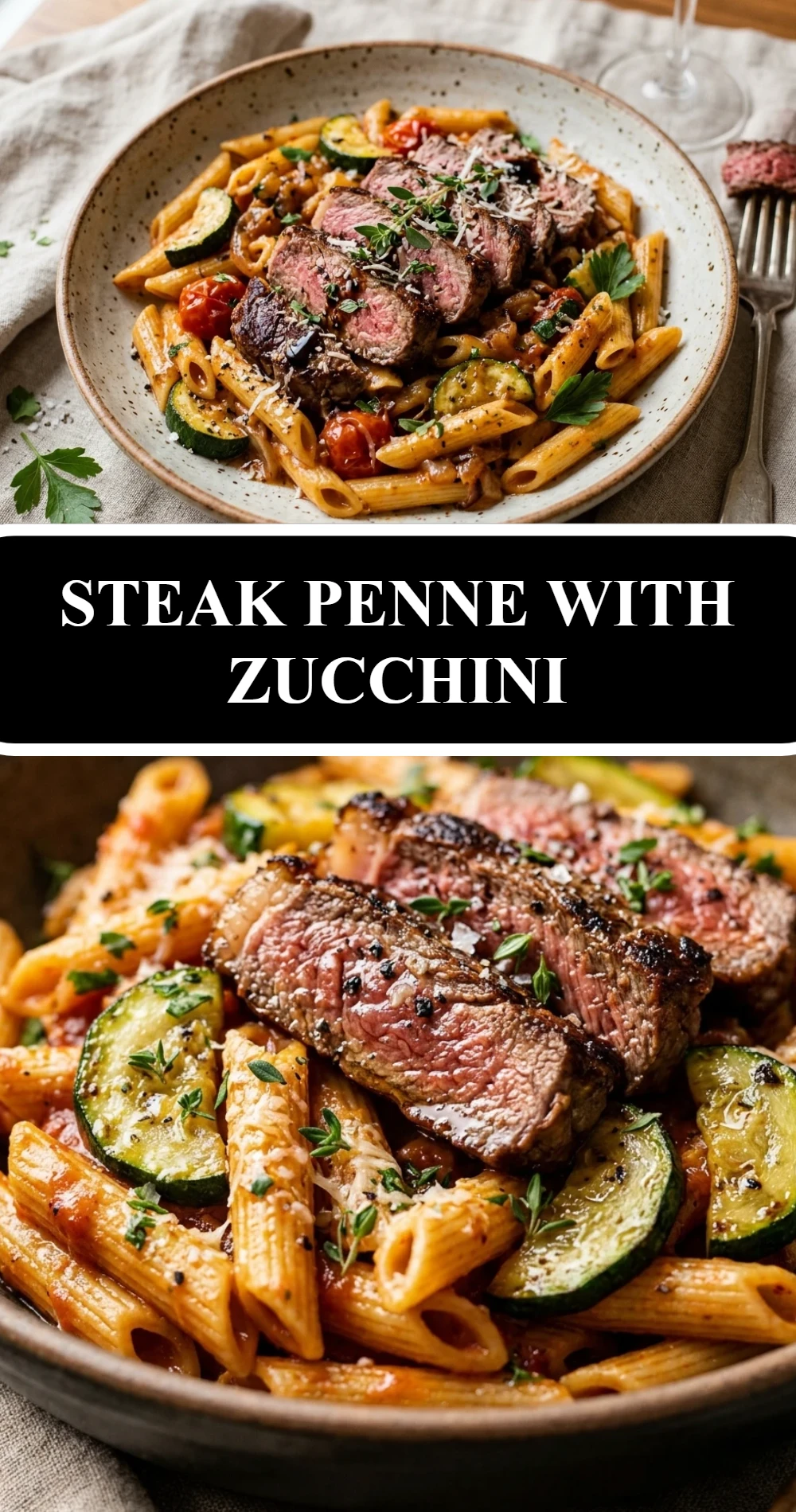 Steak Penne with Zucchini