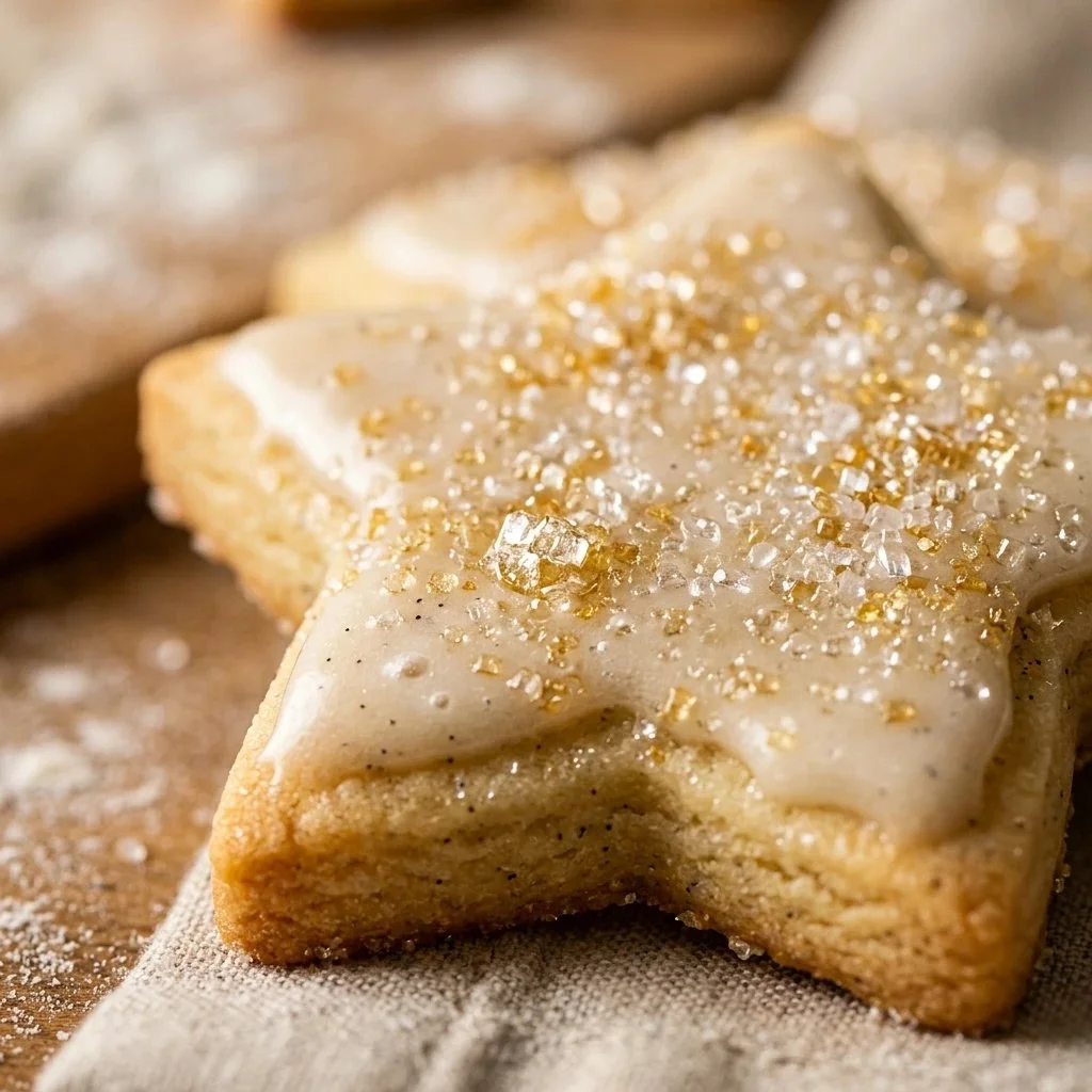 Delicious decorated sugar cookie cutouts on a plate