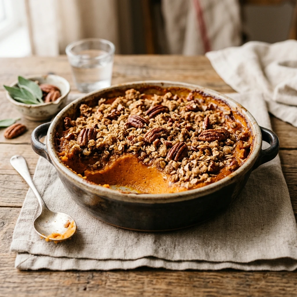 Sweet Potato Casserole with Pecan Crumble