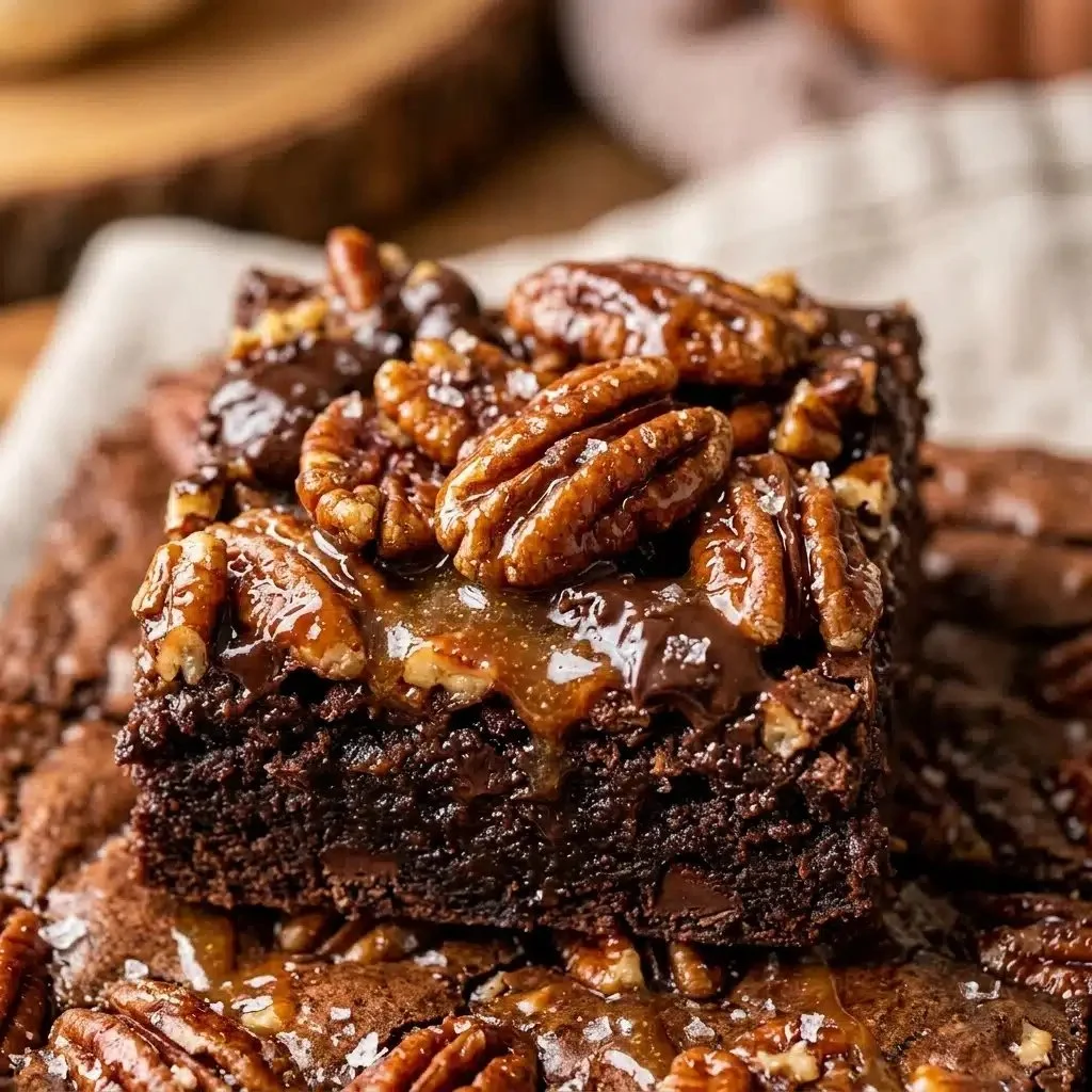 Delicious Thanksgiving brownies with pecans decorated for the holiday season