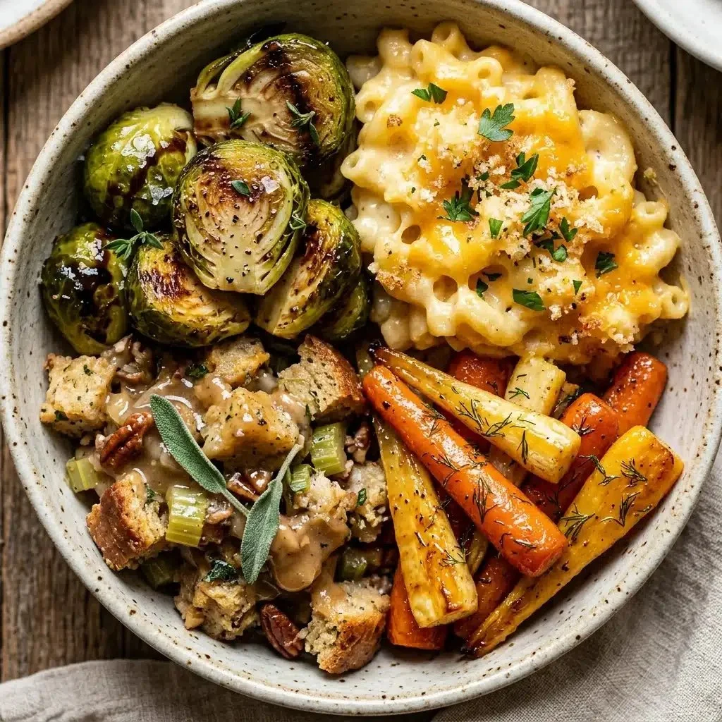 Classic Thanksgiving side dishes arranged on a festive dining table